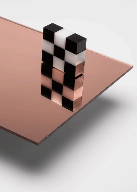 30 x 48.3 cm (Glowforge size) MIRROR ROSE GOLD plexiglass acrylic sheet M-203