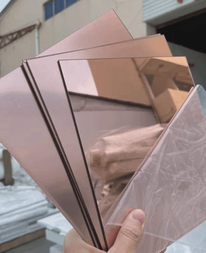 MIRROR ROSE GOLD acrylic sheet 3mm for Laser Cutting and Glowforge